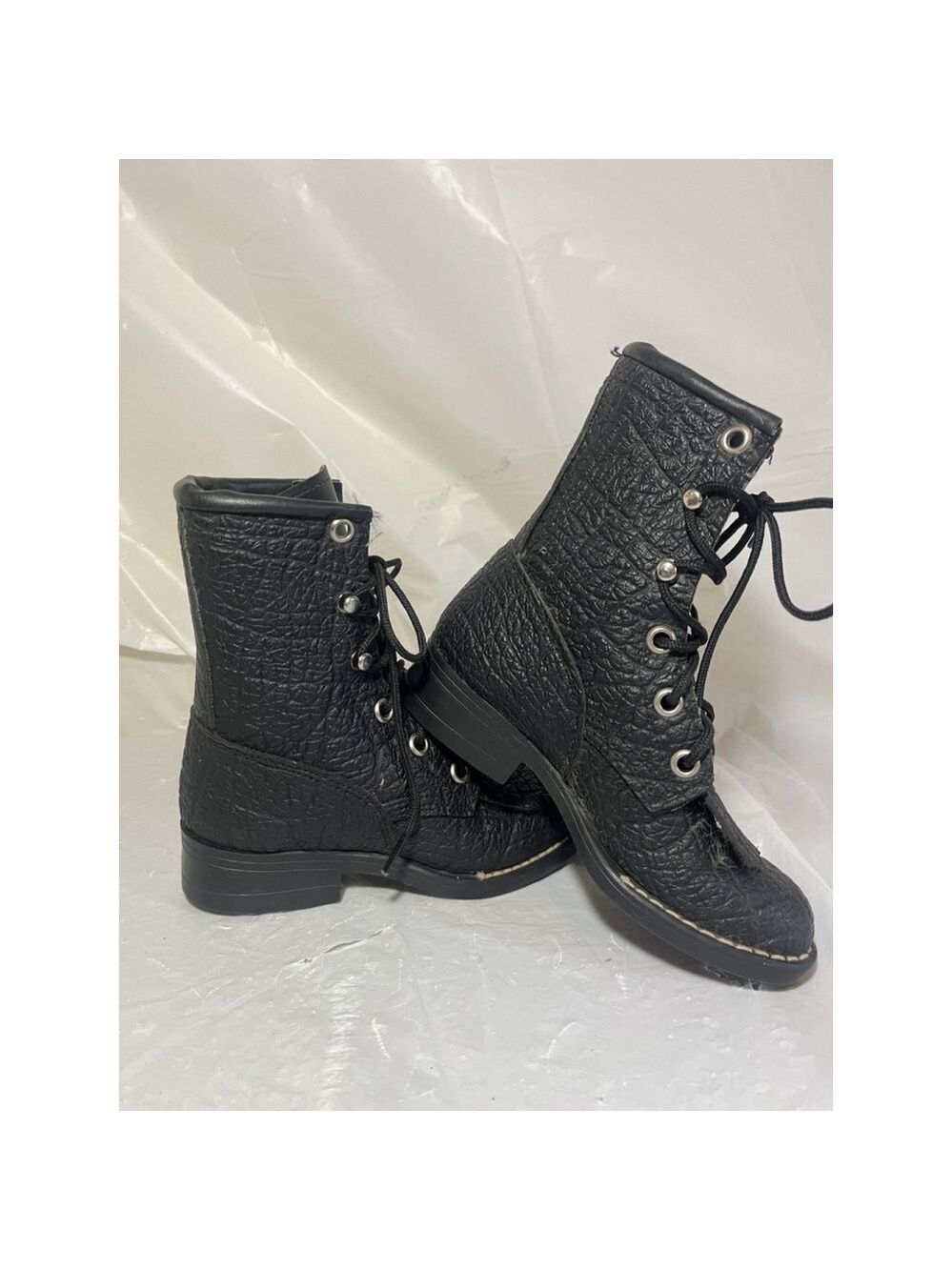 Bronco Boots Black Kiltie Lace Up kids size 9D